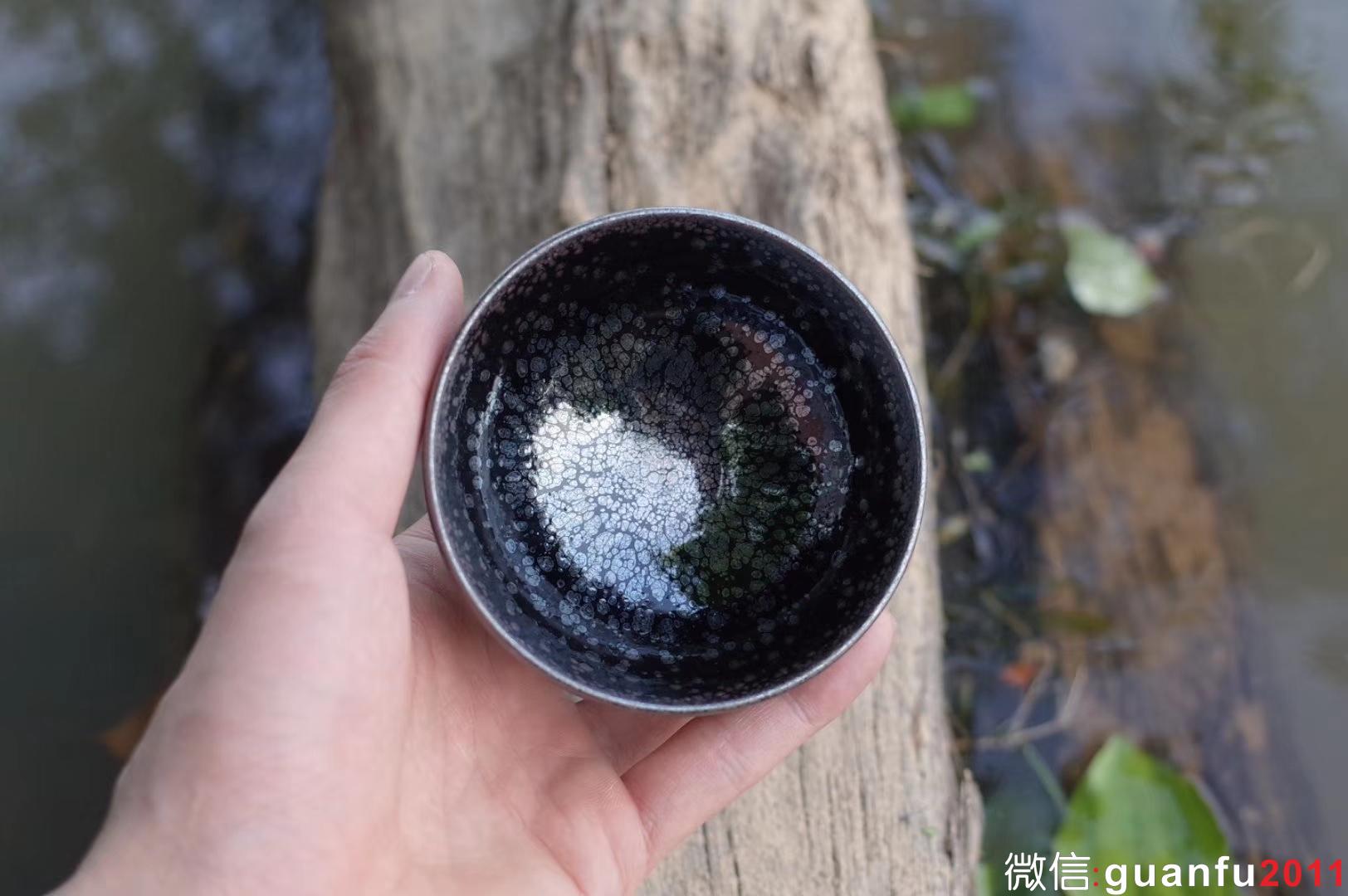 仿宋平口 黑底水母滴 陈国飞师傅作品 | 观复建盏