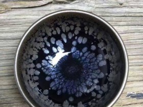 裴春元师傅精品鹧鸪斑黑釉银白油滴盏全玻化口径7.3高4.5