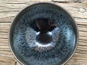 宋泽建盏蒋新颖师傅精品油滴敛口盏,特色满包釉口径8.5高4.5