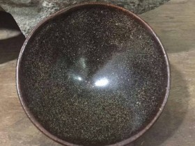 宋代柴烧老盏品相器型完整芝麻釉小盏口径9.4x3.7
