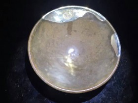 宋代老盏无冲线可直接喝茶,银缮宋代灰背老盏口径9.2高4.2-4.5