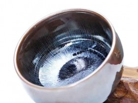 肖毅银钵 8.6公分敛口银兔毫盏