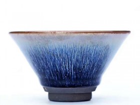 肖毅9公分撇口银兔毫盏