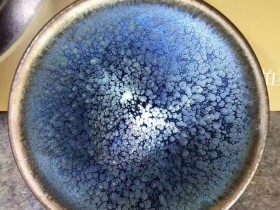 罗希梦幻蓝油滴斗笠盏:口8.5高5