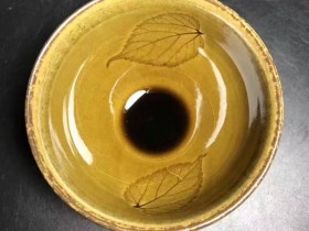 赵雄师傅,茶沫釉双木叶特色盏:9.1*5.2