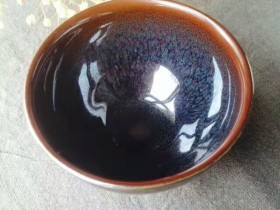 台湾天目大师-江有庭,精品窑变油滴天目,口径9.5高6
