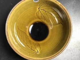 赵雄师傅,茶沫釉双木叶特色盏,口径9.3高5.5