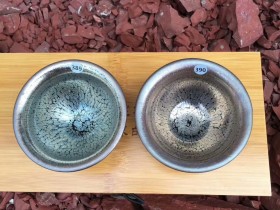 俞长生 金/蓝 油滴对杯:8.8*5