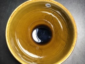 赵雄师傅 茶沫釉双木叶：口径9.2*5.5