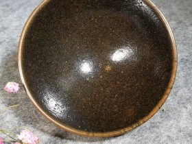 廖成义后井柴烧“酱香色”敛口茶盏:口径8.8*4.2