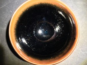 李朝文 乌金釉柴烧 敛口:口径9*9.3*5.8