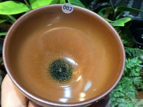 陈瑜手作 龙窑柴烧柿红盏:口径9*5.3