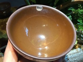 陈瑜 龙窑柴烧 柿红束口盏:口径9*5