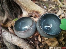 危威柴烧青釉蛋杯:口径6*5