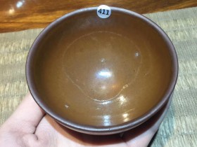 陈瑜 龙窑柴烧柿红 束口盏:口径9*5