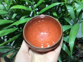 廖设生老师 祥云柿红 敛口盏:口径8*4.3