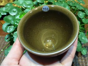 陈忠华师傅 冰裂纹茶沫釉 束口盏:口径8*5.5