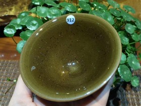 陈忠华师傅 冰裂纹茶沫釉 斗笠盏:口径10*4.5