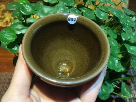 陈忠华 冰裂纹茶沫釉 束口盏:口径8*5.5