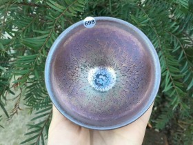 俞利民手作 红颜彩金束口盏:口径9*5.3