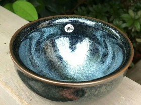 吴文清师傅 蓝油滴盏:口径9.1*5.7