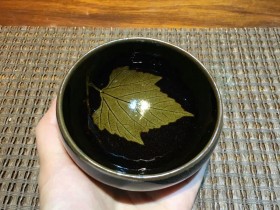 丁家相师傅 大叶有成 全包釉禅定杯:口径9.3*4.5