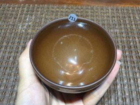 陈瑜 柿红釉 龙窑柴烧束口盏:口径8.8*5.3