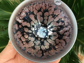 李喜寿老师 彩金鹧鸪斑束口盏:口径8.9*5