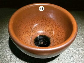 暨国安师傅 龙窑柴烧 柿红手握杯:口径8.1*5.6