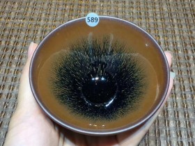 陈孝亮 精品柴烧兔毫斗笠盏:口径9*5