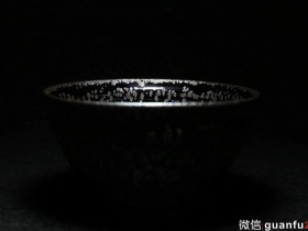 张健鑫老师 传统黑底银油滴盏 束口10.5