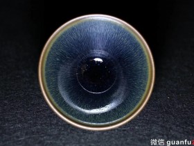 方国昌蓝兔毫,灯盏器型,口径9.2*4