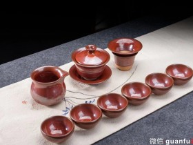 叶诗明师傅 柿红釉茶具套装