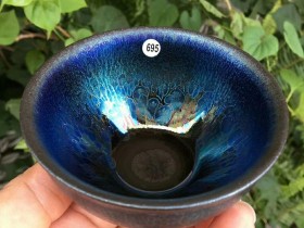 陆子旺师傅 七彩曜变油滴盏:口径9.3高5.3