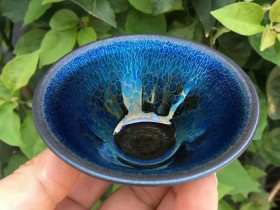 七彩曜变油滴新器型~斗笠杯! 陆子旺师傅作品 口径9.1高4.5