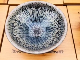 天云建盏 周云华老师 雪莲花手工制作 口径9.5高4