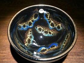 曜变蝴蝶斑~非遗传承人:李细妹师傅作品!  口径9.5高5.6