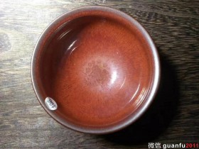 省级大师孙莉柿红盏 口径:9.0  高:5.2