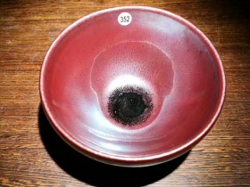 口径9.5高5.3,白炳友师傅,古法柴烧,酒红兔毫盏。
