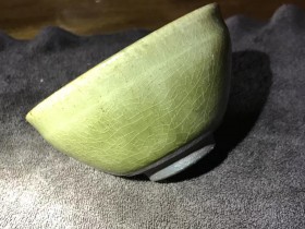 翡翠绿 吕竹兴老师手工茶沫釉束口盏