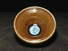 茶末釉回蓝~仿古胎! 首批非遗传承人:吴立勇师傅作品! 口径8.5肚大9.1高5.5