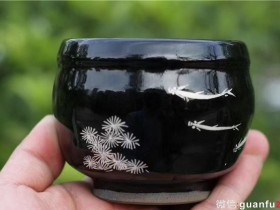 揭继荣沁墨,乌金釉描银作品