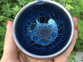 金长有老师 蓝莲花全包釉禅意杯 口径7.5 高4.8 单价129 带礼盒证书