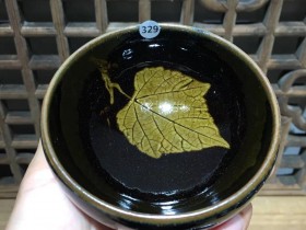 丁家相 大叶有成木叶艺术盏 口径9.5高4.8