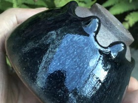 吴兴乾师傅 柴烧仿宋建窑  银蓝毫盅杯