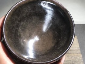 吴积辉师傅作品 龙窑柴烧,窑变灰贝束口盏