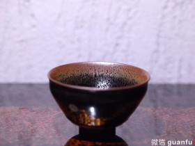 把盏堂柴窑 蛇皮釉油滴盏