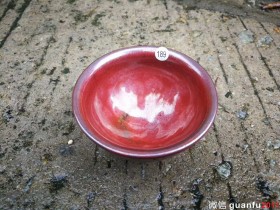 孙莉柿红盏 口径:9.0  高:4.8