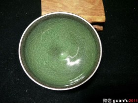 老艺人范永寿柴烧冰裂抹茶绿 口径9高5 清新淡雅