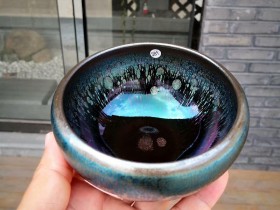 七彩曜变油滴大钵~陆子旺师傅新品 口径10.6肚大12.2高6.5